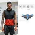 thumbnail image 3 of Tignapoo Men's Sleeveless Sports Vest with Color Block Design and Camouflage Print, Stand-Up Collar, Drawstring Details, Stretchy and Breathable Quick-Dry Fabric, Asian Size 2XL - Black/Green, 3 of 6