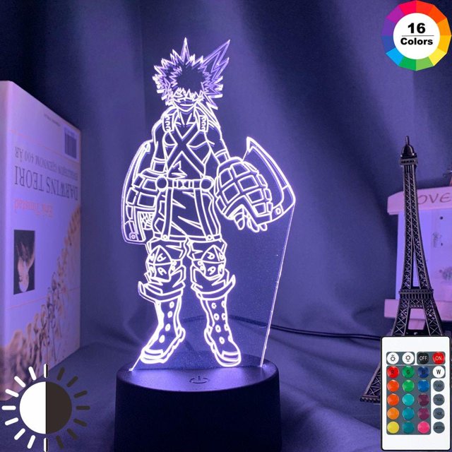 Lámpara LED 3D NQ 16 colores con control remoto sensor táctil Katsuki Bakugo luz de noche para dormitorio infantil