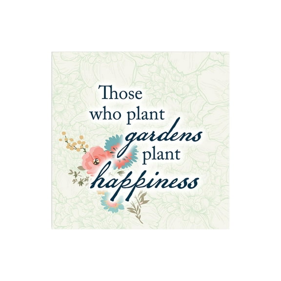 Plant Happiness Pink Green Floral 12 x 12 Wood Wall Sign Plaque