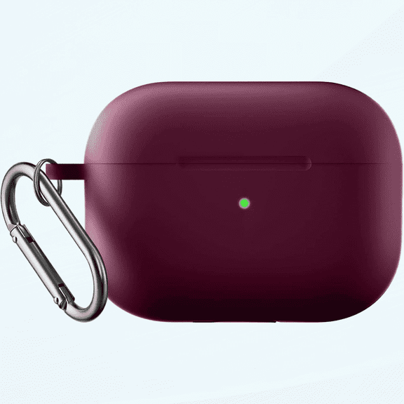 Case Design for Apple AirPods Pro (2nd Generation) 2022 Version Case Soft Silicone Cover Silicone Shockproof Case Solid Simple Anti-Fall Case for Airpod Pro2 Case with Carabiner Ring (Wine)