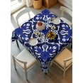 thumbnail image 6 of Blue Boho Floral Table Cloth, Abstract Oriental Bohemian Flower Waterproof Tablecloth for Square Tables, Reusable Washable Fabric Table Cover for Restaurant Kitchen Dining Tables 54"x54", 6 of 6
