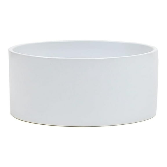 Ceramic Cylinder Vase 11" Width, 5" Height - Modern Matte White Floral Container, Centerpiece for Wedding, Event, Home & Office Decor, Planter Pot