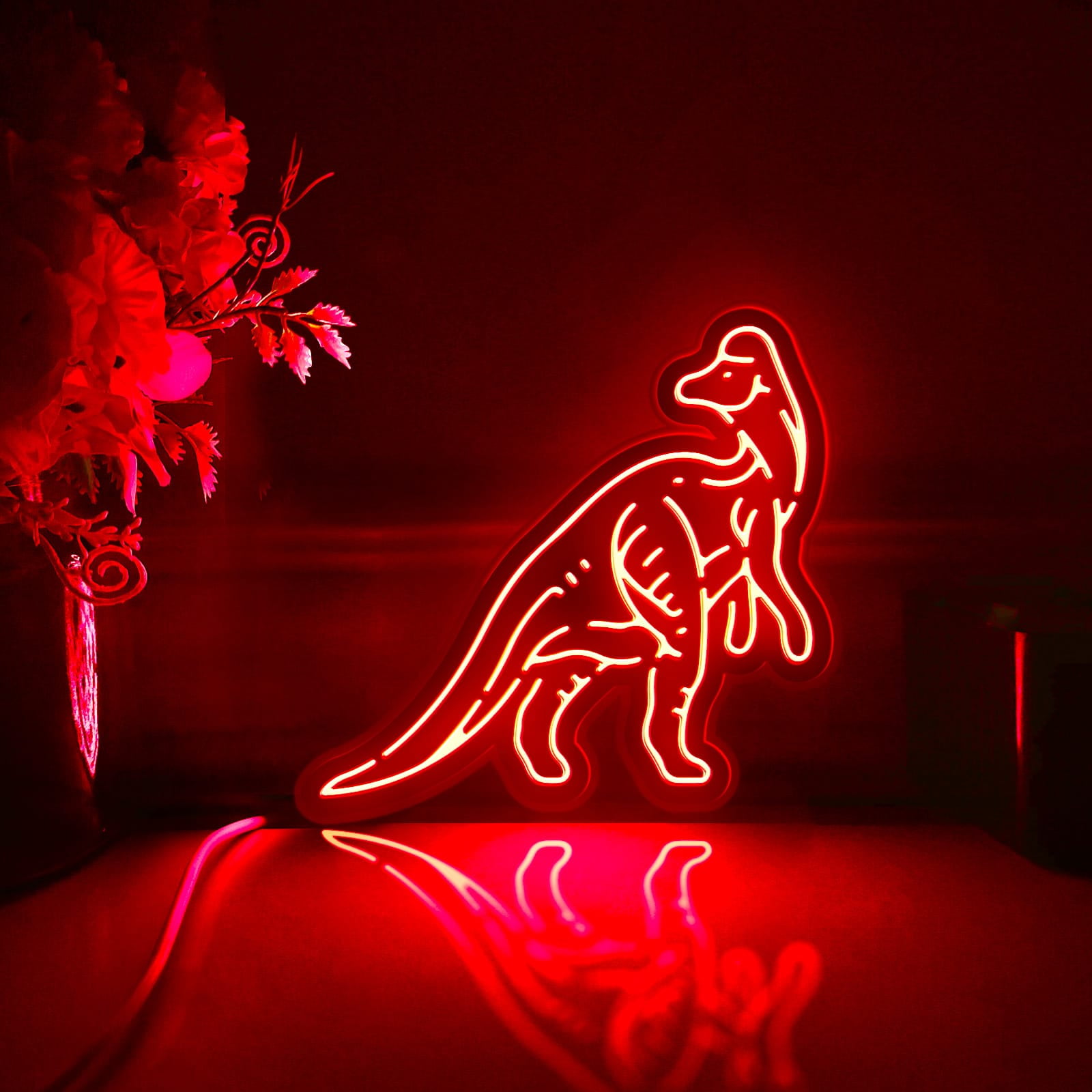 Dinosaur Led Light Box, Dimmable Neon-Like Light Signs USB Power for Wall Decor Bedroom Decoration, RGB Light (WxH) 16"x15"