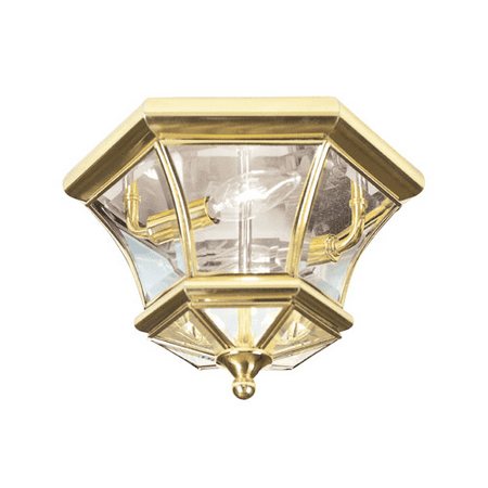 10.5 Inch Semi Flush - Semi Flush Mounts 2 Light With Clear Beveled Glass Polished Brass size 10.5 in 120 Watts - World of Crystal