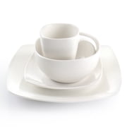 GBS Soho Lounge 16 Piece Square Fine Ceramic Dinnerware Set in White