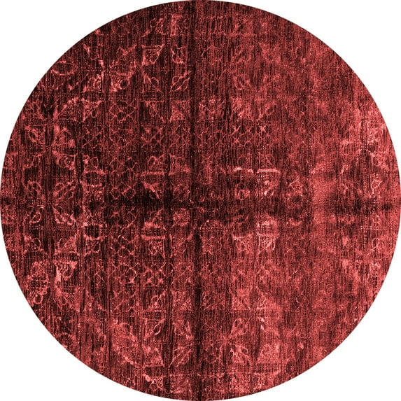 Ahgly Company Indoor Round Abstract Red Modern Area Rugs, 4' Round