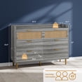thumbnail image 3 of Garderth Rattan 6 Drawer Dresser,Double Dresser For Bedroom,Modern Wide Chest Of Drawers,Wood Rattan Dresser TV Stand For Living Room Hallway, 3 of 7