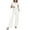 White, variant on Women's 2-Piece Set - Sheer Mesh Grid Short Sleeve Top & Drawstring Wide Leg Pants White XXL