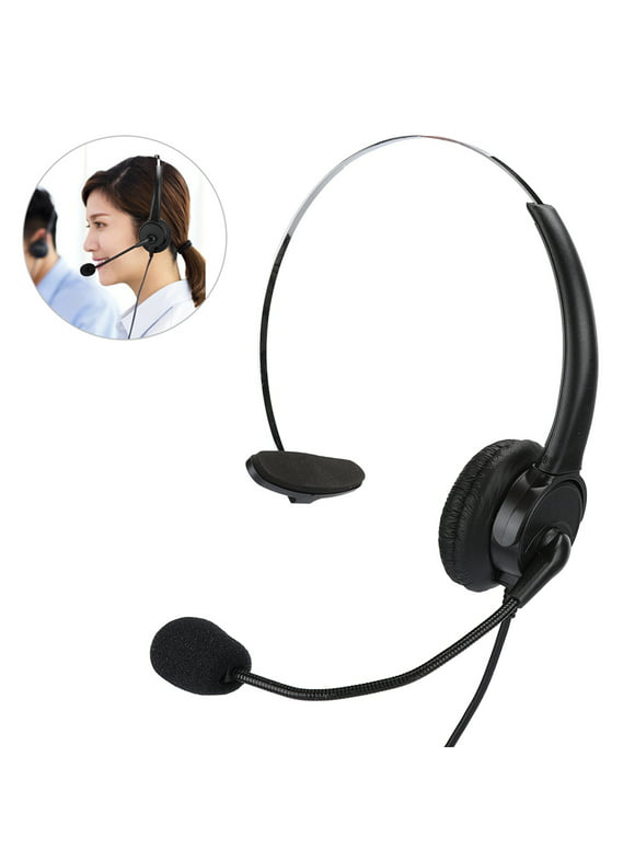 Monaural Headset, Headset For Landline Phone, Black For Home Telephone For Office Use