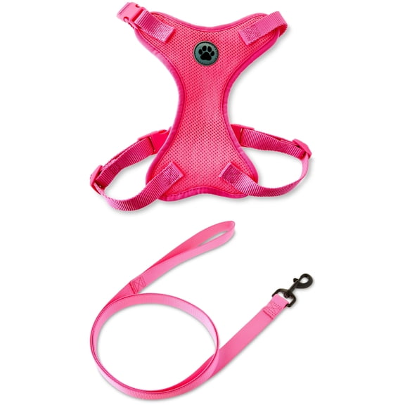 Vibrant Life Mesh Adjustable, Reflective Dog Walking Harness, with 6ft Leash included, Pink, Medium