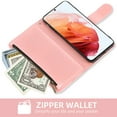thumbnail image 3 of Compatible with Samsung Galaxy S22 5G Wallet Phone Case and Tempered Glass Screen Protector Flower Faux Leather Flip Credit Card Holder Stand Zipper Cell Cover for S 22 4G G5 6.1 inch Women Pink, 3 of 9