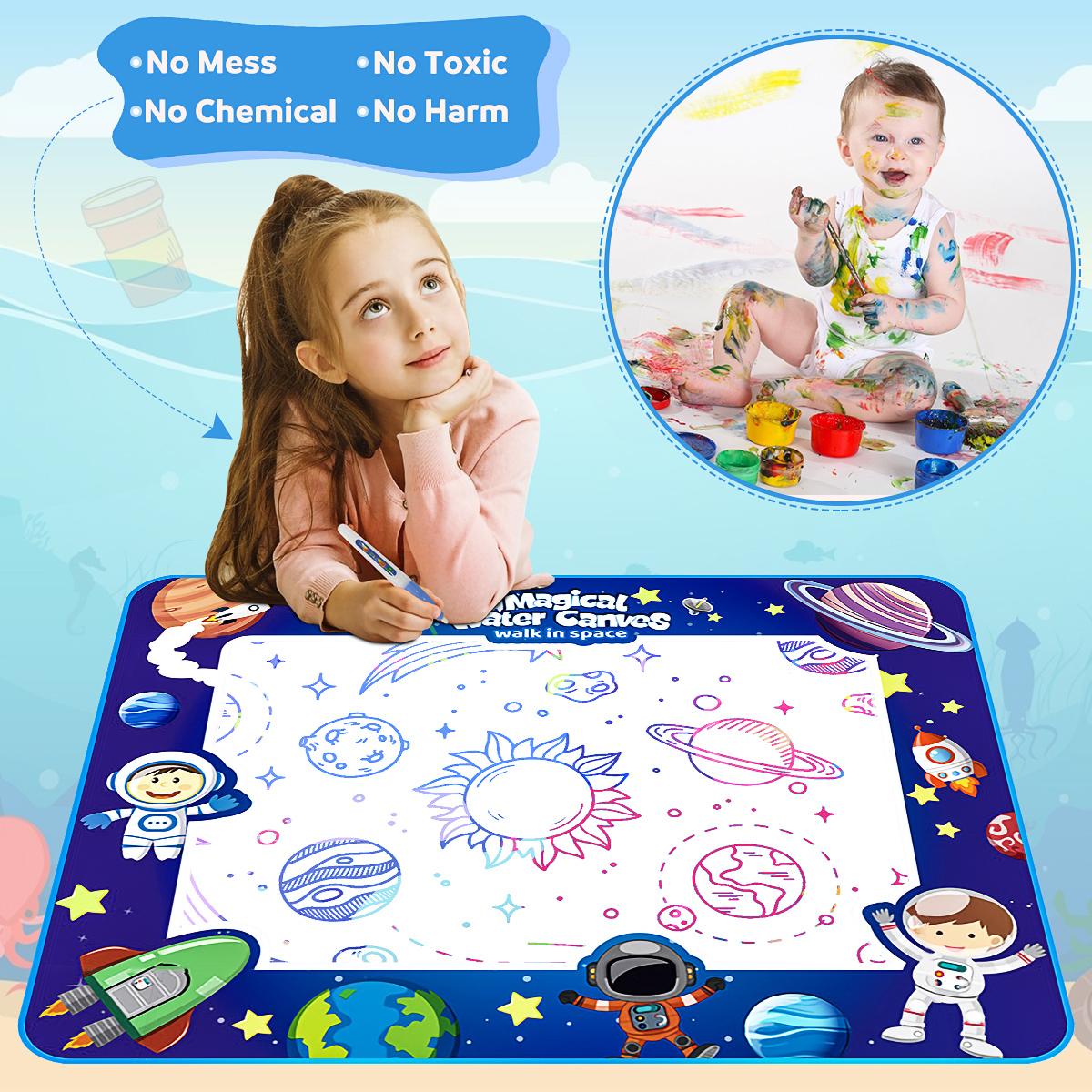 Mat Drawing With Color Large Coloring Mat 40x32 Inch Water Doodle Mat - Mess-Free Drawing Mat ...
