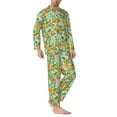 thumbnail image 2 of Yiaed Tangerine Print Men’s Pajamas Set - Long Sleeve Button Down Sleep Shirt and Pajama Bottoms Sleepwear Set Mens Pjs Sets Men's Pajama Bottoms-Medium, 2 of 7