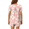thumbnail image 3 of Simua Two Piece Summer Cooling Pajamas for Women, Women's Cute Printed Button Round Neck Short Sleeve Shirts with Shorts Loose Nightwear Pjs Set, Size S-XXXL, 3 of 6