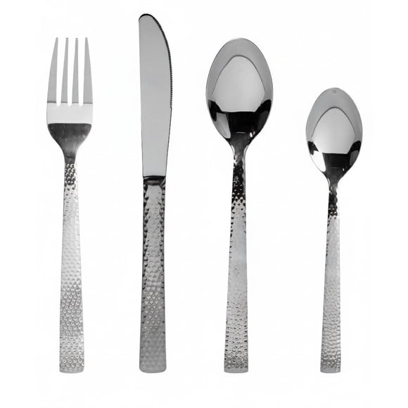 Juego de Cubiertos Ekco de Acero Inoxidable con Mango Texturizado de 16 Piezas – Plata