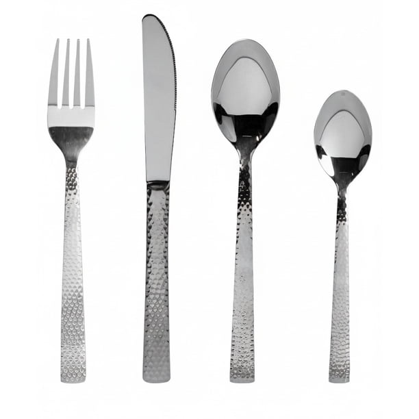 Juego de Cubiertos Ekco de Acero Inoxidable con Mango Texturizado de 16 Piezas – Plata