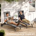 thumbnail image 3 of Set of 2 Outdoor Lounge Chairs, 5-Position Reclining Sun Loungers with Wheels, Breathable Mesh & Rustproof Aluminum Frame, Dark Grey Patio Chairs for Poolside, Backyard, Garden, 3 of 7