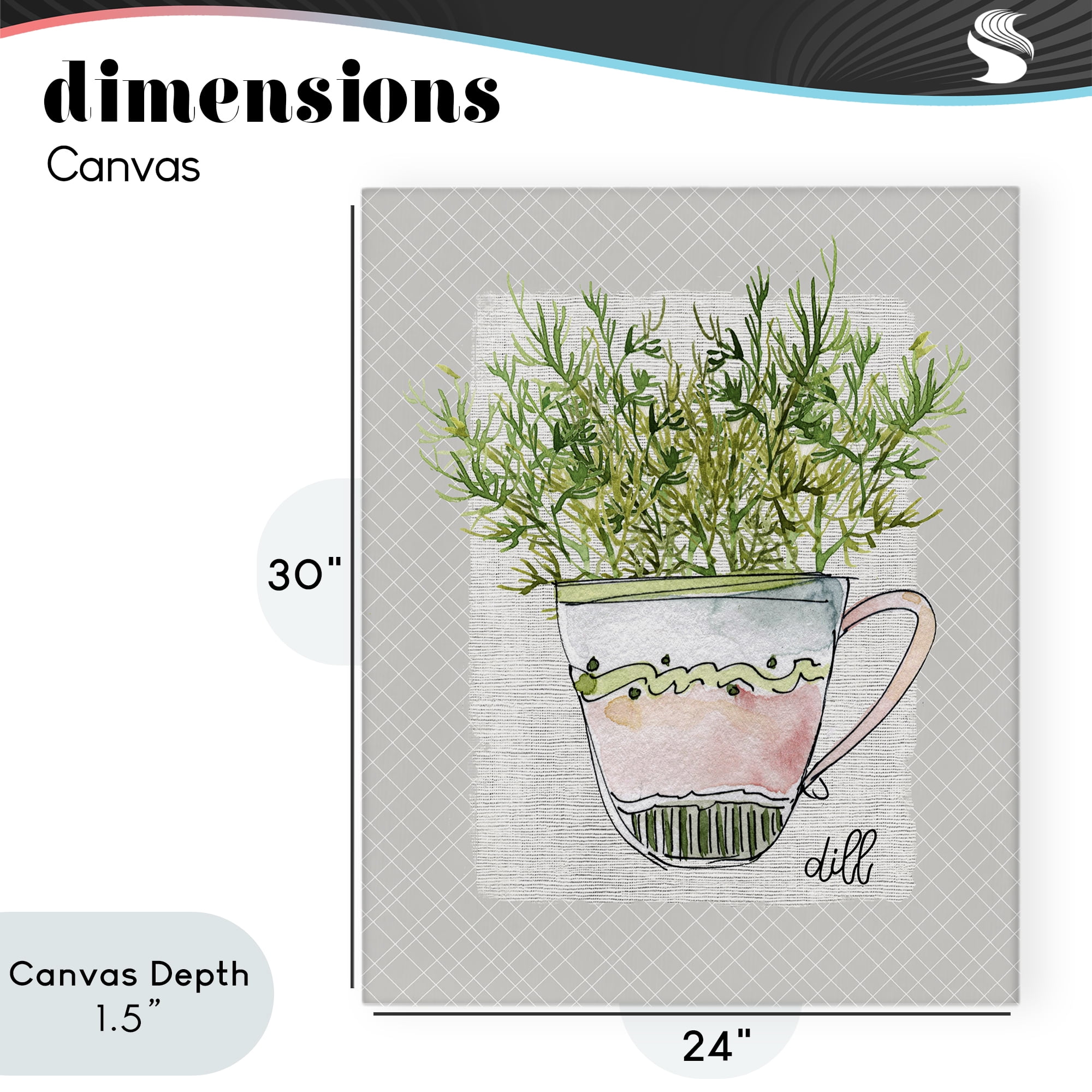 Stupell Industries Dill Herb Mug Canvas Wall Art, design by Livi Finn