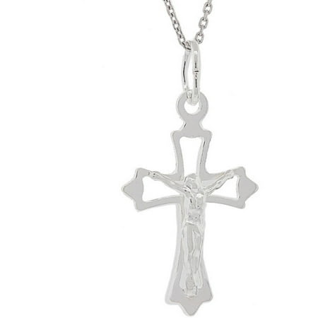 Pori Jewelers Sterling Silver Crucifix Pendant Necklace, 16