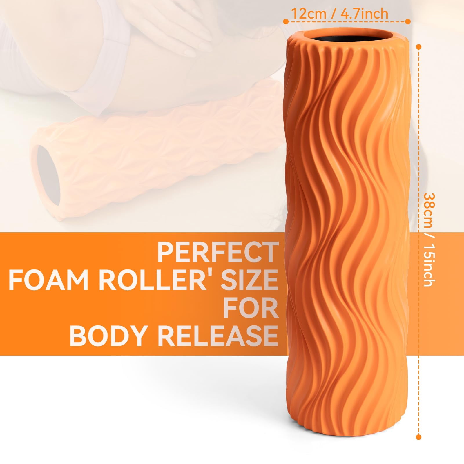 Foam Roller - Massage For & Stretching Wide Wave Textured Deep Pilates Yoga  Athletics Fitness Exercise Whole Body