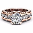 thumbnail image 1 of Anillo de oro rosa de 14 quilates con baño de oro y diamantes separados en color champán, joyería versátil, joyería de mano, estilo fresco y dulce, 1 of 5
