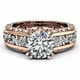 thumbnail image 2 of Anillo de oro rosa de 14 quilates con baño de oro y diamantes separados en color champán, joyería versátil, joyería de mano, estilo fresco y dulce, 2 of 6