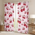 thumbnail image 2 of Homewish Watercolor Cherry Curtains Pack of 2 (42x84 Each) for Girls, Kawaii Bowtie Curtains Blackout, Tropical Fruit Leaves Bedroom Curtains, Red Pink Room Decor, 2 of 6