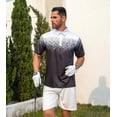 thumbnail image 4 of Aideaone Men Golf Polo Shirts Short Sleeve Button Down Gradient Tropical 3D Print Dry Fit Moisture Wicking Athletic Performance Shirt, 4 of 7