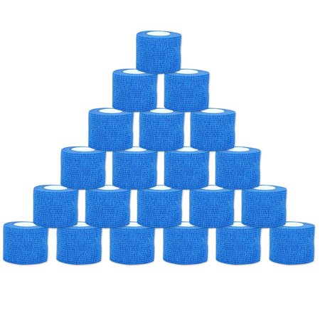 Tattoo Grip Cover Wrap,21PCS Disposable Cohesive Tattoo Grip Cover Elastic Bandage Handle Grip Tube for Tattoo Machine Tattoo Grip Accessories(Blue)