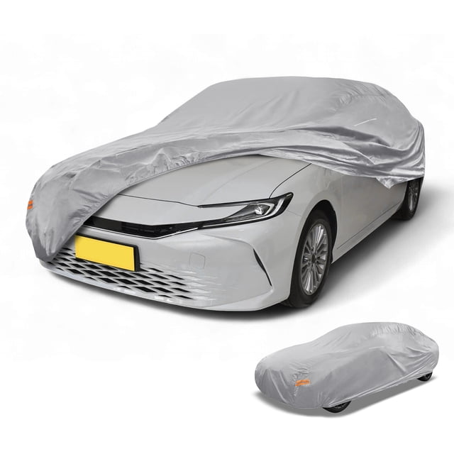 Cubierta de Automóvil Universal Impermeable para Todo Clima 190T-PU Tono Plateado para Sedanes de 185" a 192"