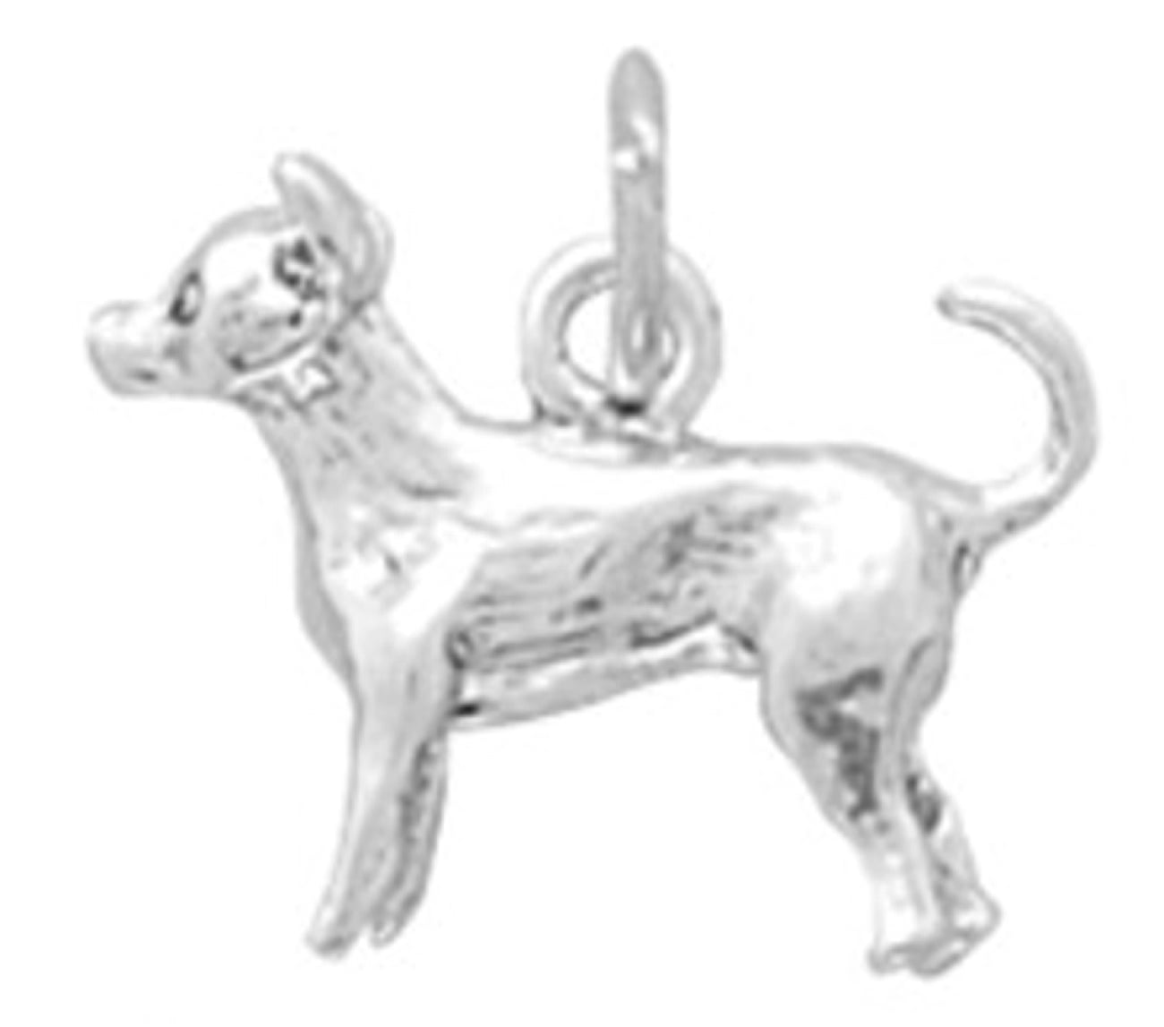 Sterling silver 16 1mm box chain 3d small chihuahua dog breed pendant