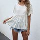 thumbnail image 4 of Blusa superior casual de cuello redondo de manga corta de color sólido de moda de verano para mujer Fridja  ghk1627, 4 of 7