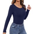thumbnail image 5 of Women's Long-Sleeved Round Neck Rayon Slim Fit Stretch Base Layer T-Shirt Top, 5 of 9