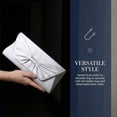 thumbnail image 3 of INSPIRE CHIC Bow Evening Bag Pleated Clutch Purses with Chain for Women Silver, 3 of 6