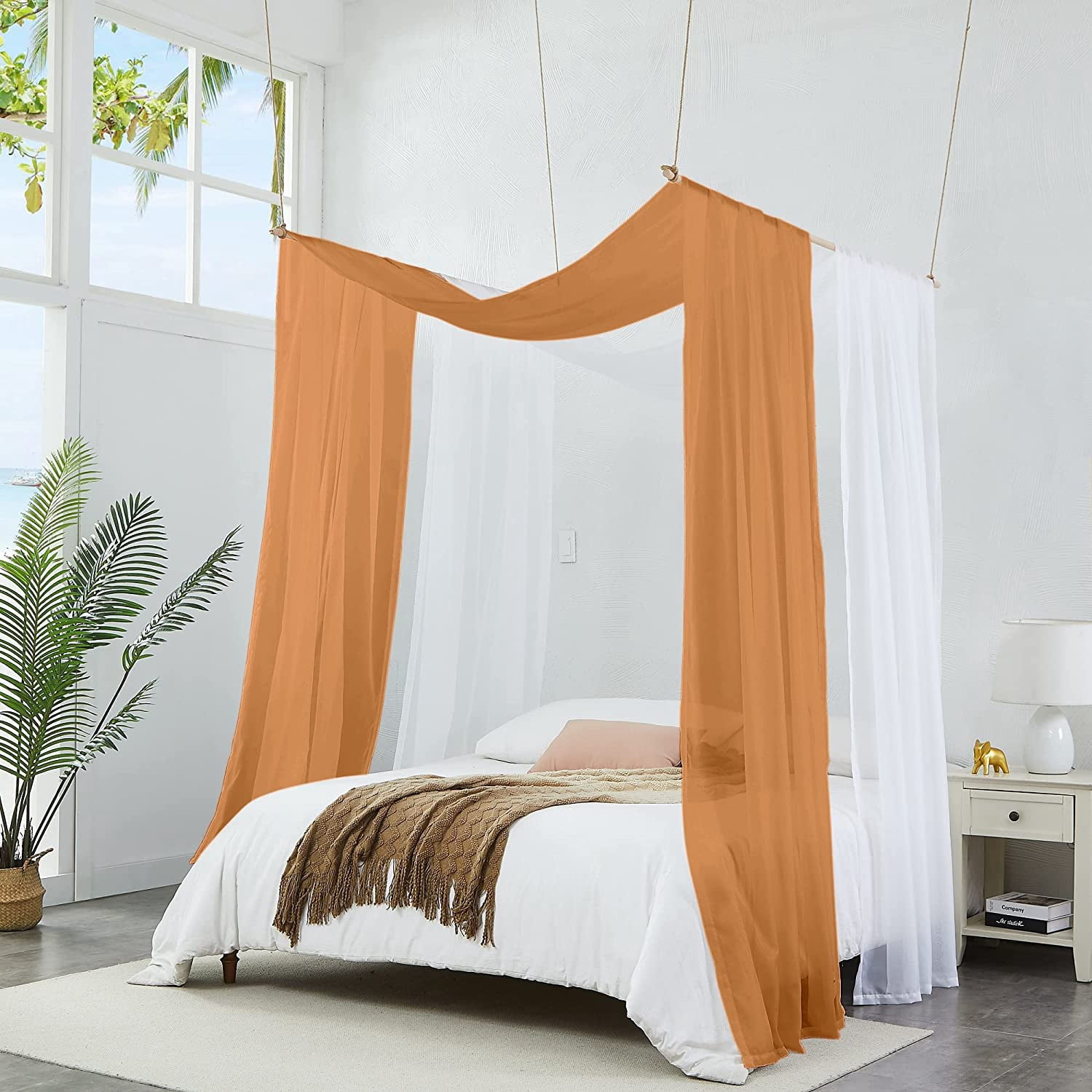 Warm Home Designs 55" W x 144" L Caramel Gold Bed Canopy Curtains for Twin Bed. BC Gold 144
