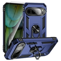 Decase Compatible with Google Pixel 9 / 9 Pro Case 1-Pack Tempered Screen Protector, Military Grade Drop Protection Cover with 360° Rotating Kickstand, Heavy Duty Shockproof Phone Case,Blue