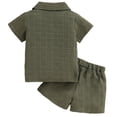 thumbnail image 4 of CPNG Toddler Baby Boys Girls Summer Sports Clothes Solid Color Short Sleeve Lapel Button Shirt and Shorts 2Pcs Set(Green,3-4 Years), 4 of 9