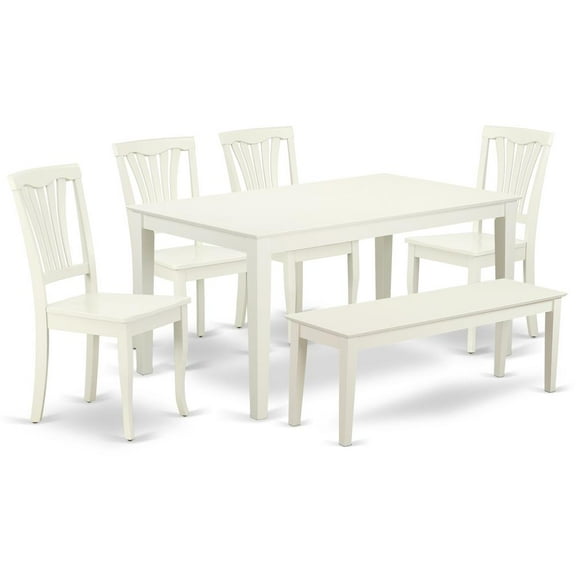 East West Furniture Dining Room Set Linen White, CAAV6-LWH-W