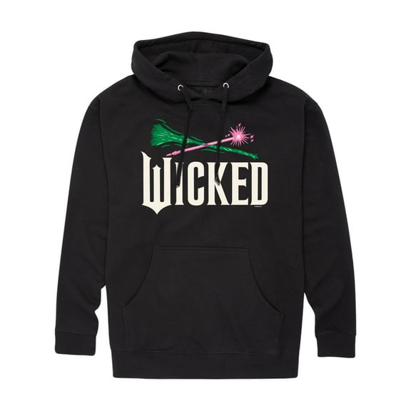 Wicked: Part 2 -  Wand And Broomstick Logo -Mens Long Sleeve Fleece Pullover Hoodie
