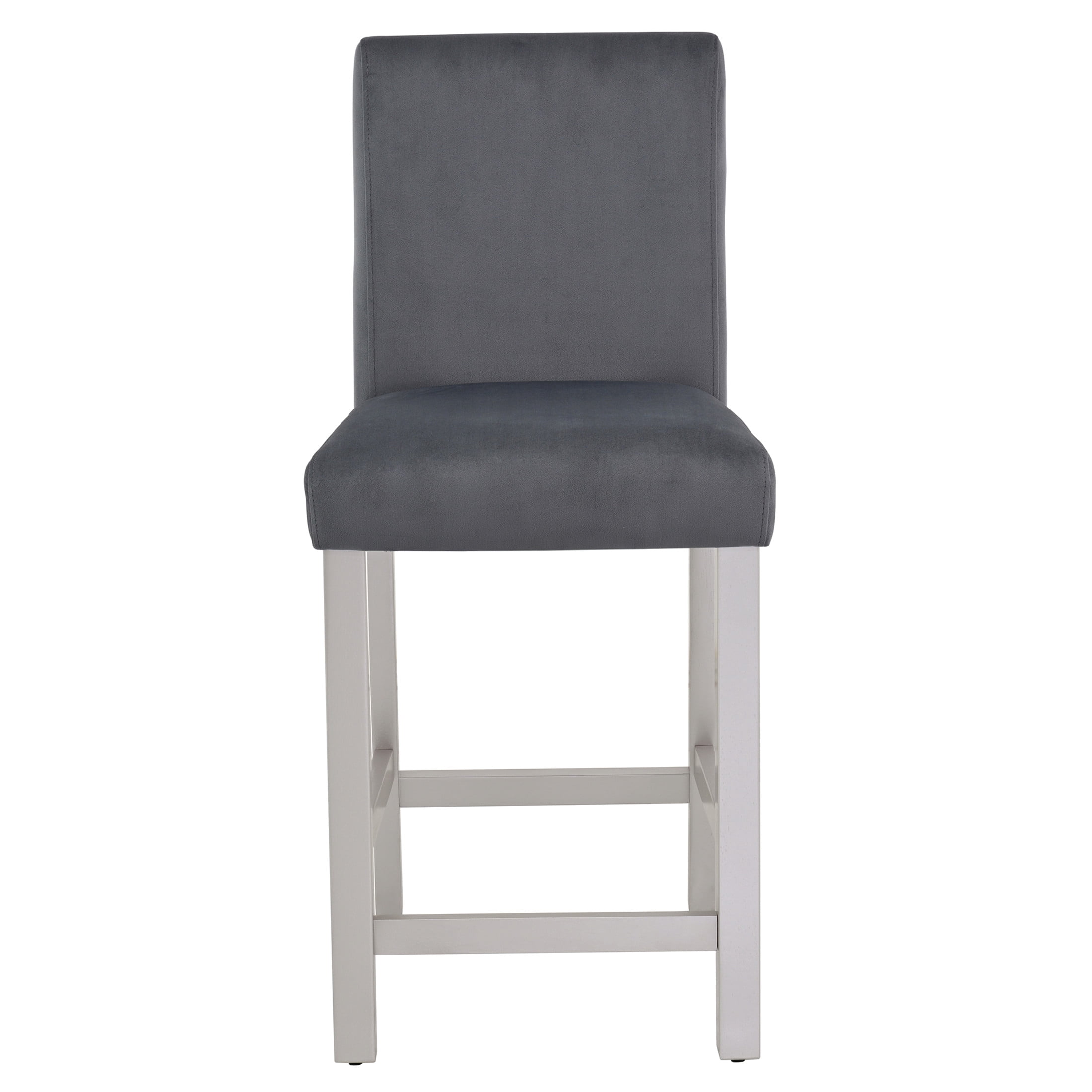 Noble House Counter Height Chairs Set of 4, Upholstered Kitchen Bar Stools with Solid Wood Legs, Silver Gray