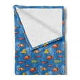 thumbnail image 2 of Marine Soft Flannel Fleece Throw Blanket, Depiction of Colorful Fishes and Seaweeds on Background in Ocean, Cozy Plush for Indoor and Outdoor Use, 50" x 60", Sea Blue and Multicolor, by Ambesonne, 2 of 5