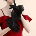 thumbnail image 4 of AINIYS Satin Full-Finger Gloves Ruffled-Cuff Elegant Gloves for Formal Events Cold Weather Outdoor Stylish Wear & Vintage Accessory Black Free Size, 4 of 7