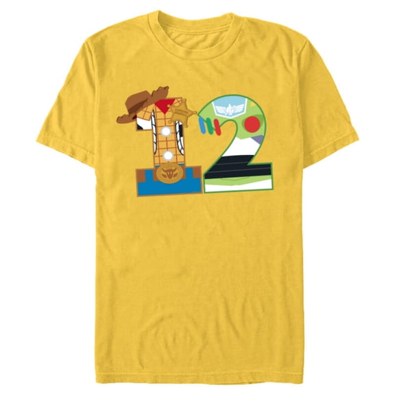 Disney and Pixar’s Toy Story Twelfth Birthday 12 Years Old - Short Sleeve Blended T-Shirt for Adults - Customized-Yellow