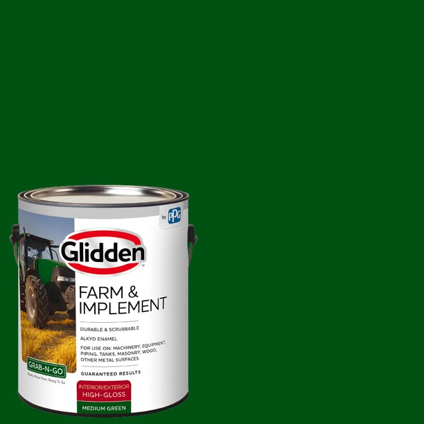 Glidden Farm & Implement Paint, Medium Green, High Gloss, 1 Quart