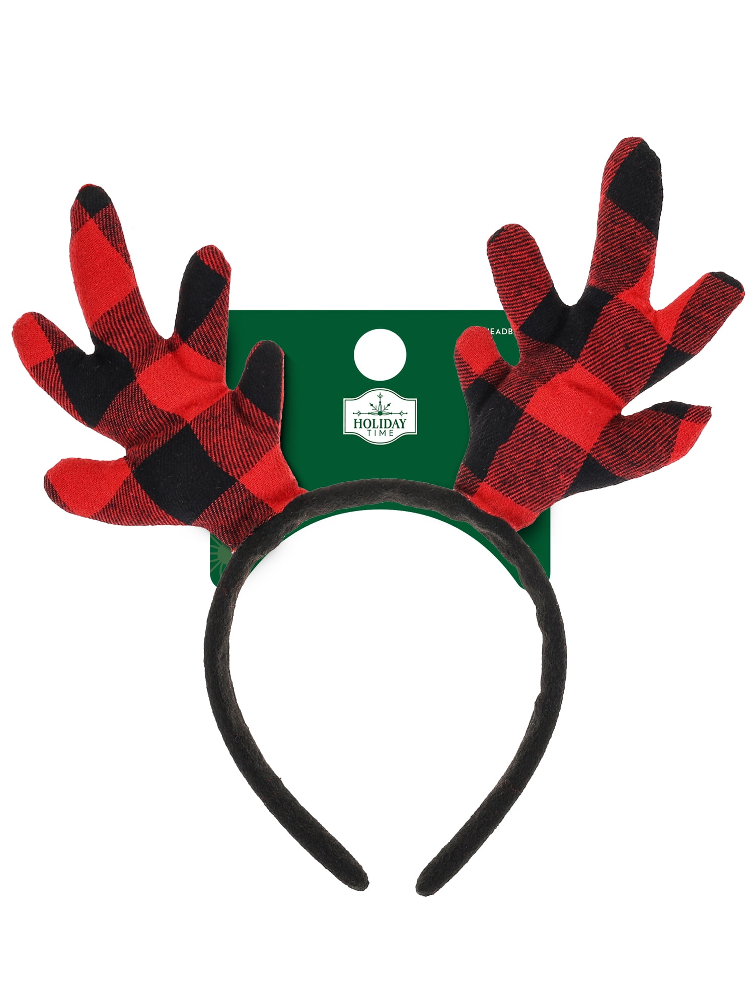 Holiday Time Buffalo Plaid Reindeer Antler Headband, 1 Piece