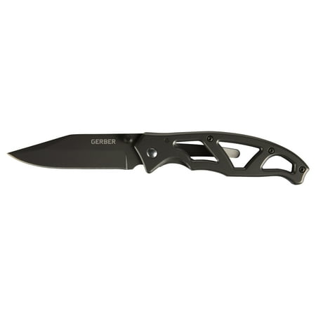 Gerber Paraframe I 2.2 Plain Edge Blade Folding Knife with Clip Stainless Steel Blade Black