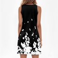thumbnail image 4 of Women's V-Neck Retro Floral Print Sleeveless Sundress Casual Summer Dress with Smocked Back and Tiered Skirt for Picnics,Black 3XL, 4 of 5