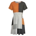 thumbnail image 4 of Orange Geometric Art, Black And White Orange Short Sleeve Dress Women Summer Evening Dresses Ladies Sundress, 4 of 7