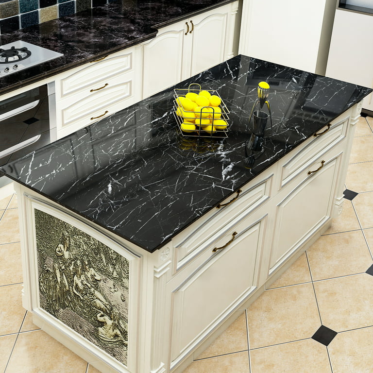 Black Marble Wallpaper For Kitchen Counter Top Covers Black - Temu