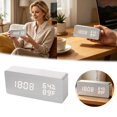 thumbnail image 1 of Tong Wooden Digital Clock Minimalist Design With Large LED Display For Home Bedroom Modern Silent Wall Clock Battery Operated Easy Read, 1 of 6